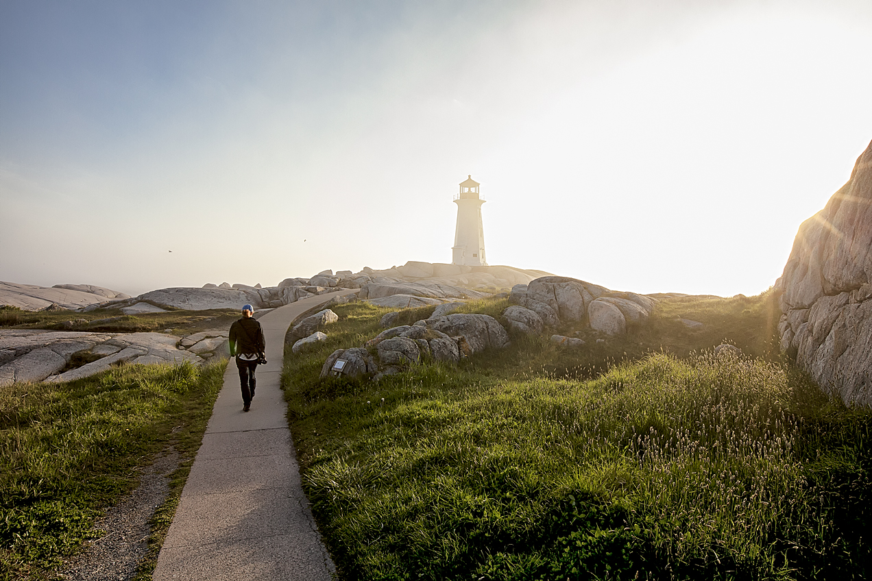 Early morning walk up to Peggy's cove lighthouse
